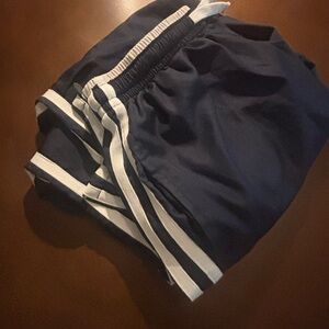 Navy Blue Athletic Joggers with White Stripes Vintage